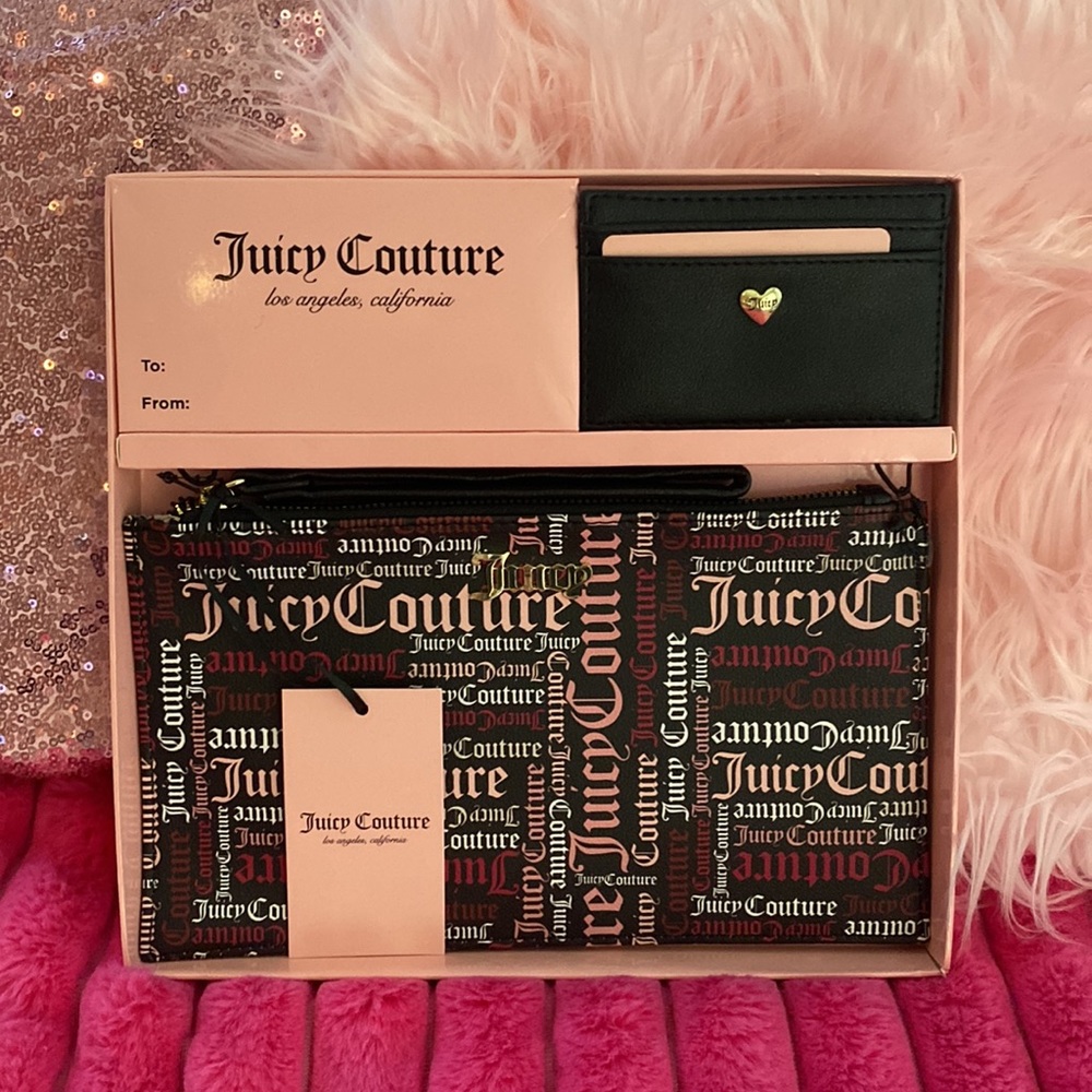 💗Juicy Couture Pink Multi Logo Wristlet & Card Case Set💗